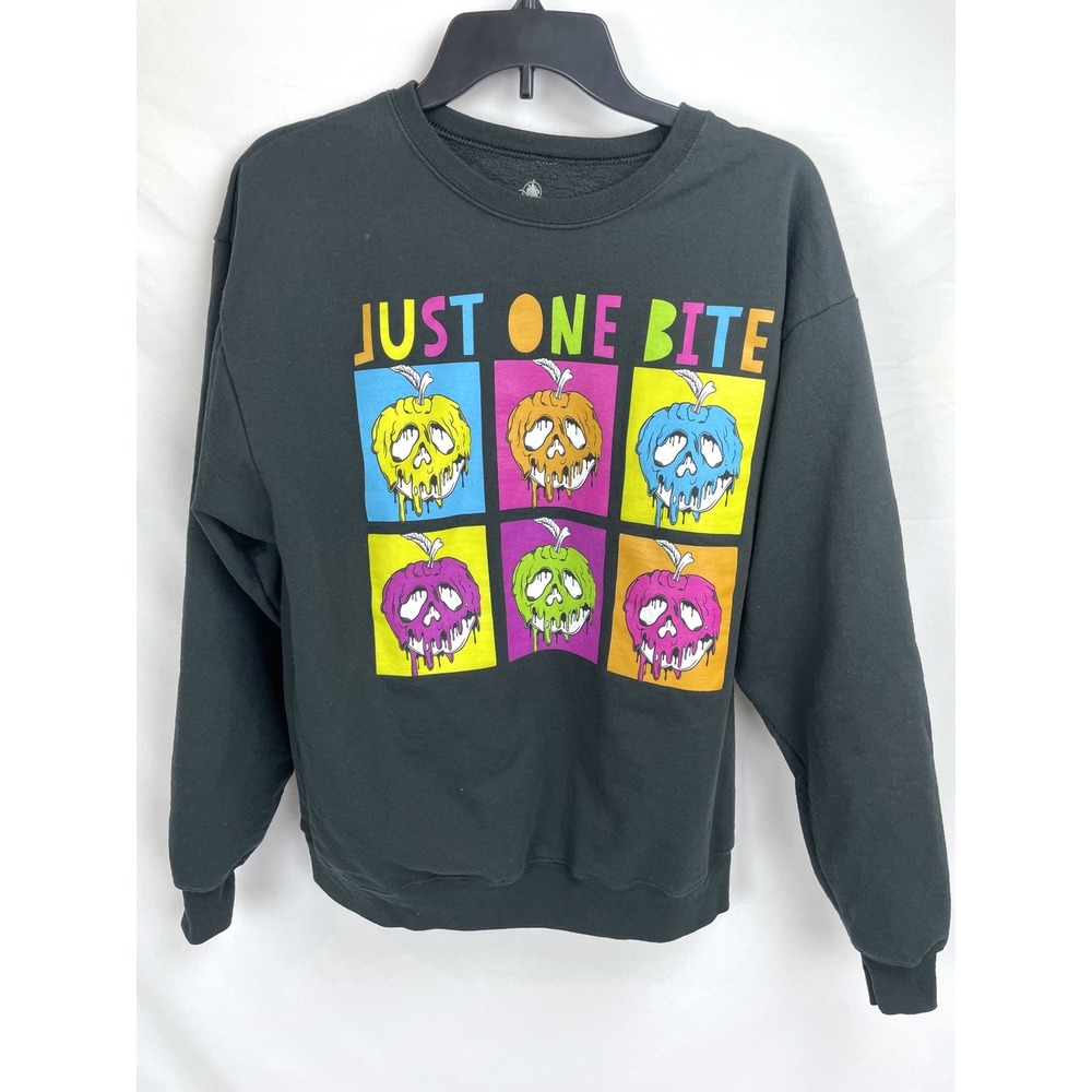 Disney Parks Sweatshirt Adult Medium Black "Just One Bite" Evil Queen Apple